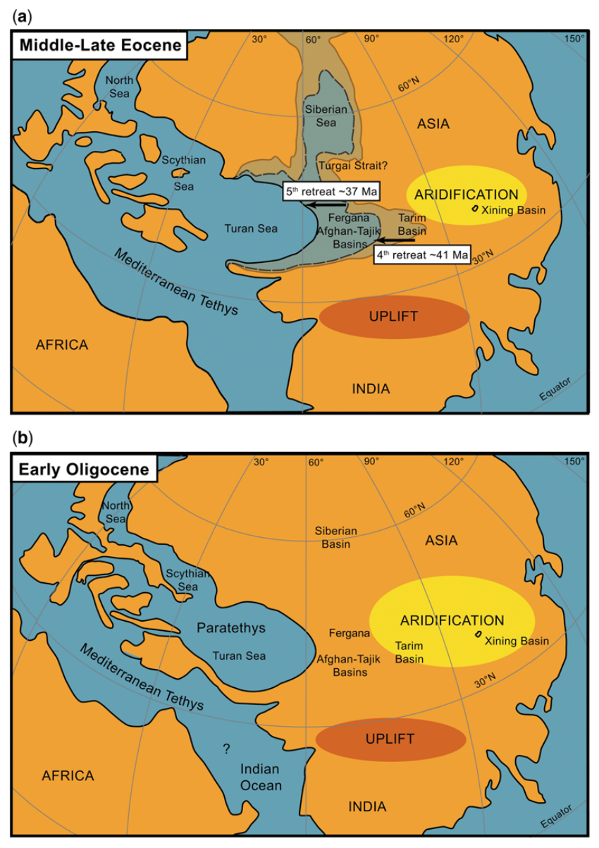 Map 3 · The retreat of the proto-Paratethys Sea.